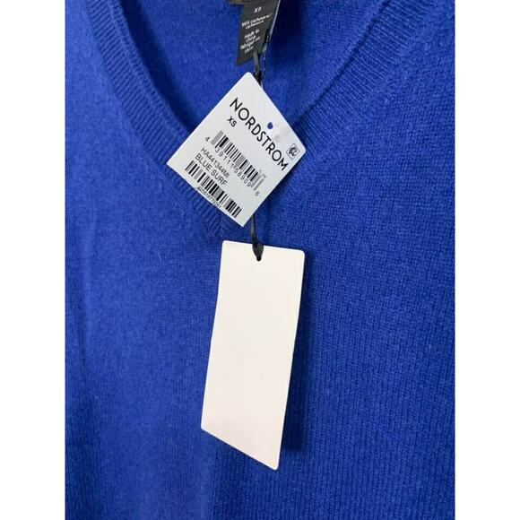 HALOGEN Crew Neck‎ Cashmere Sweater in Blue Surf XS NEW - Picture 4 of 6